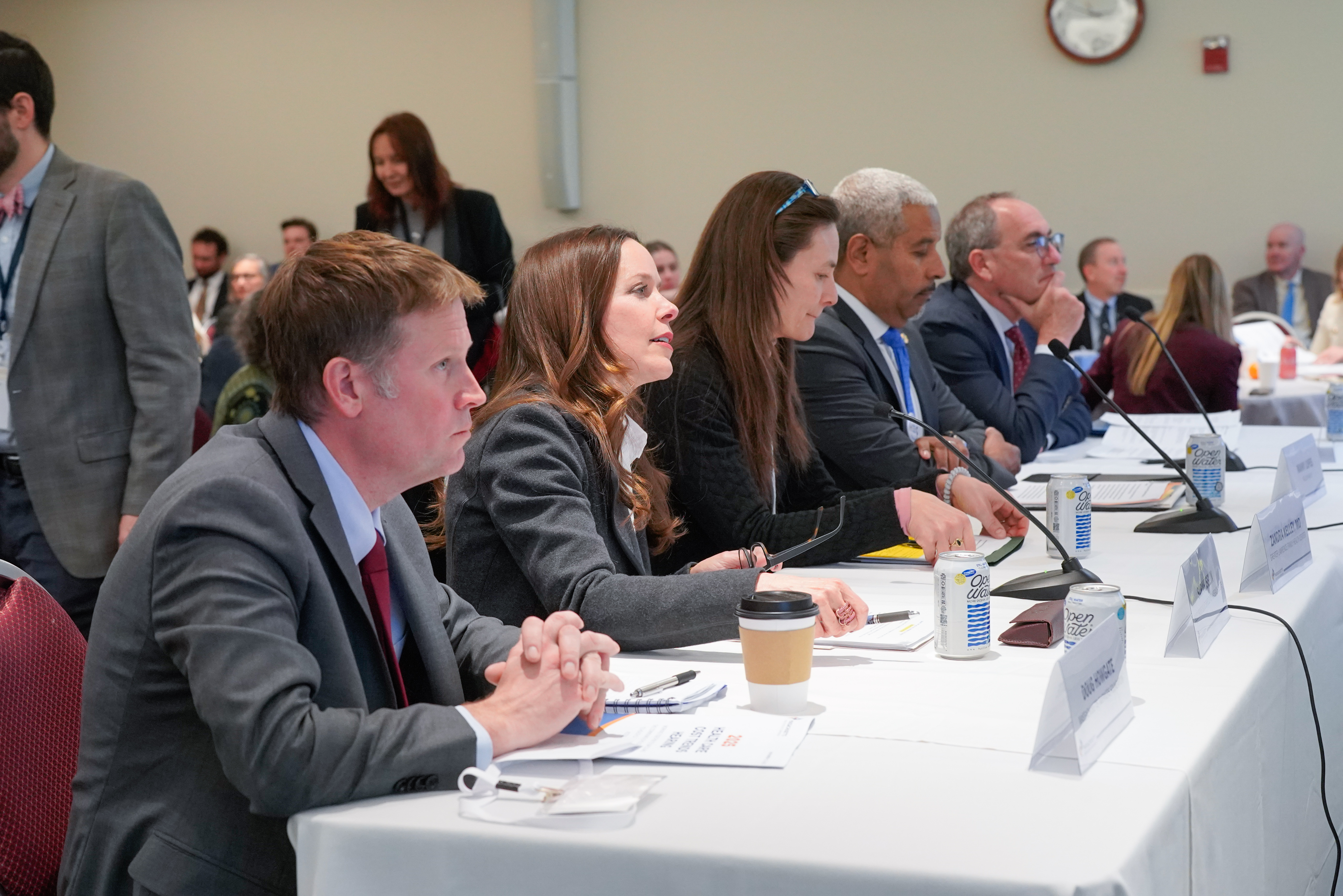Photo of the five panelists on panel 5 sitting at a long table.